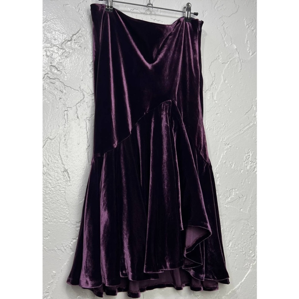 Lauren Ralph Lauren Purple Silk Blend Asymmetrical Ruffle Midi Skirt Size 4